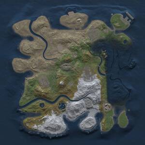 Thumbnail Rust Map: Procedural Map, Size: 3000, Seed: 523170355, 11 Monuments