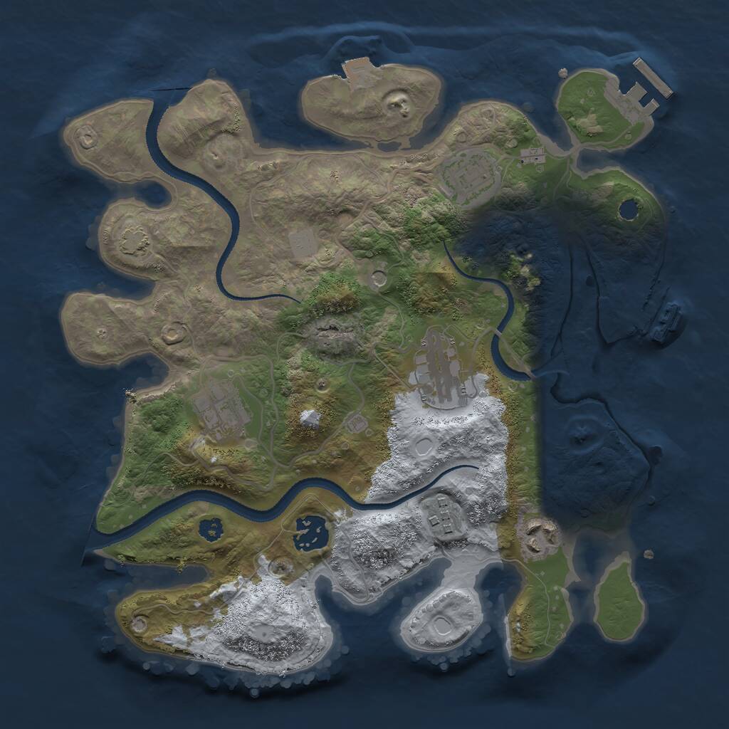Rust Map: Procedural Map, Size: 3000, Seed: 523170355, 11 Monuments