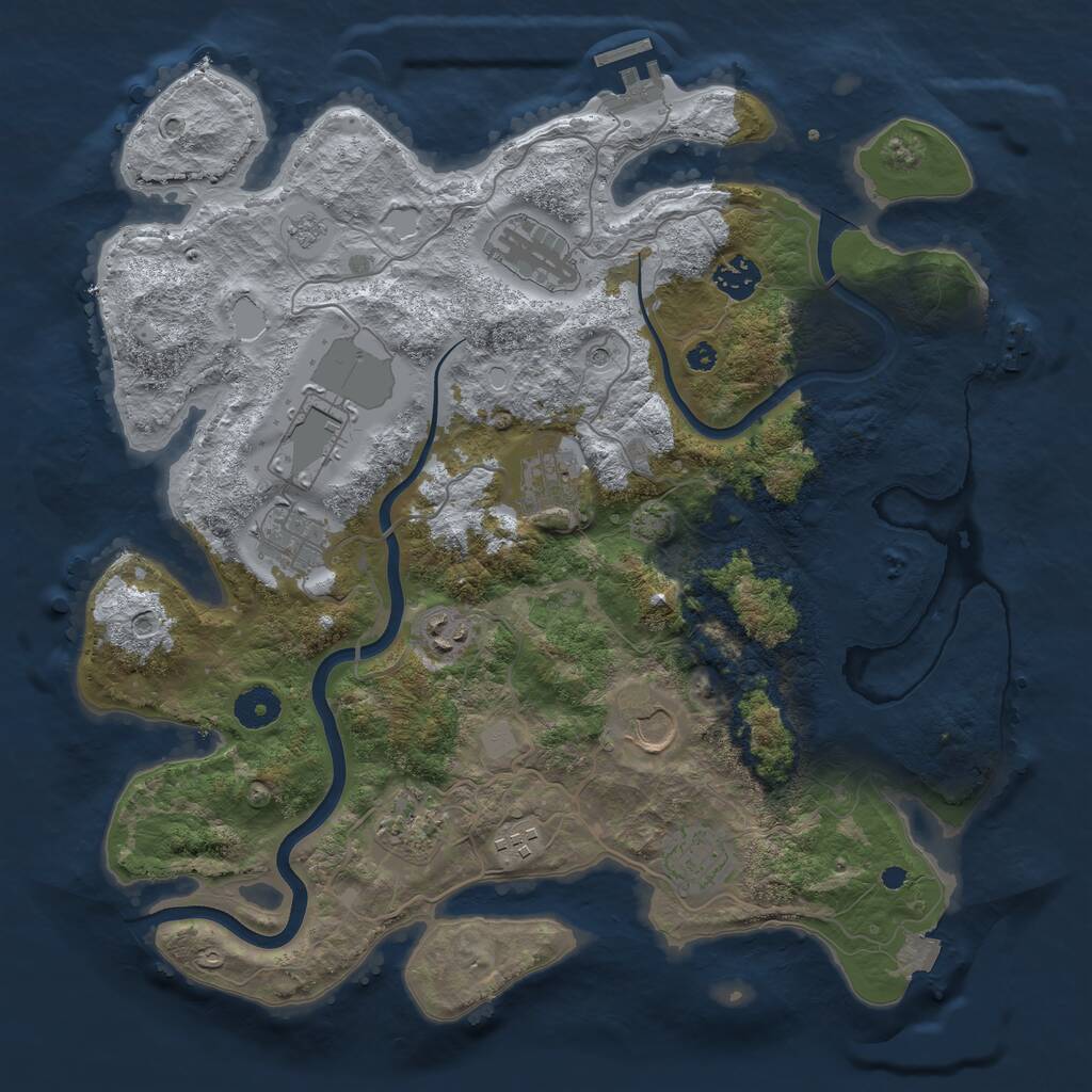Rust Map: Procedural Map, Size: 3750, Seed: 558885282, 16 Monuments