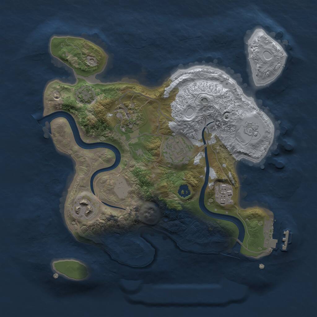 Rust Map: Procedural Map, Size: 2500, Seed: 329533156, 8 Monuments