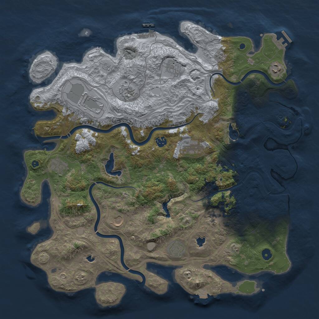 Rust Map: Procedural Map, Size: 4500, Seed: 2101619446, 17 Monuments