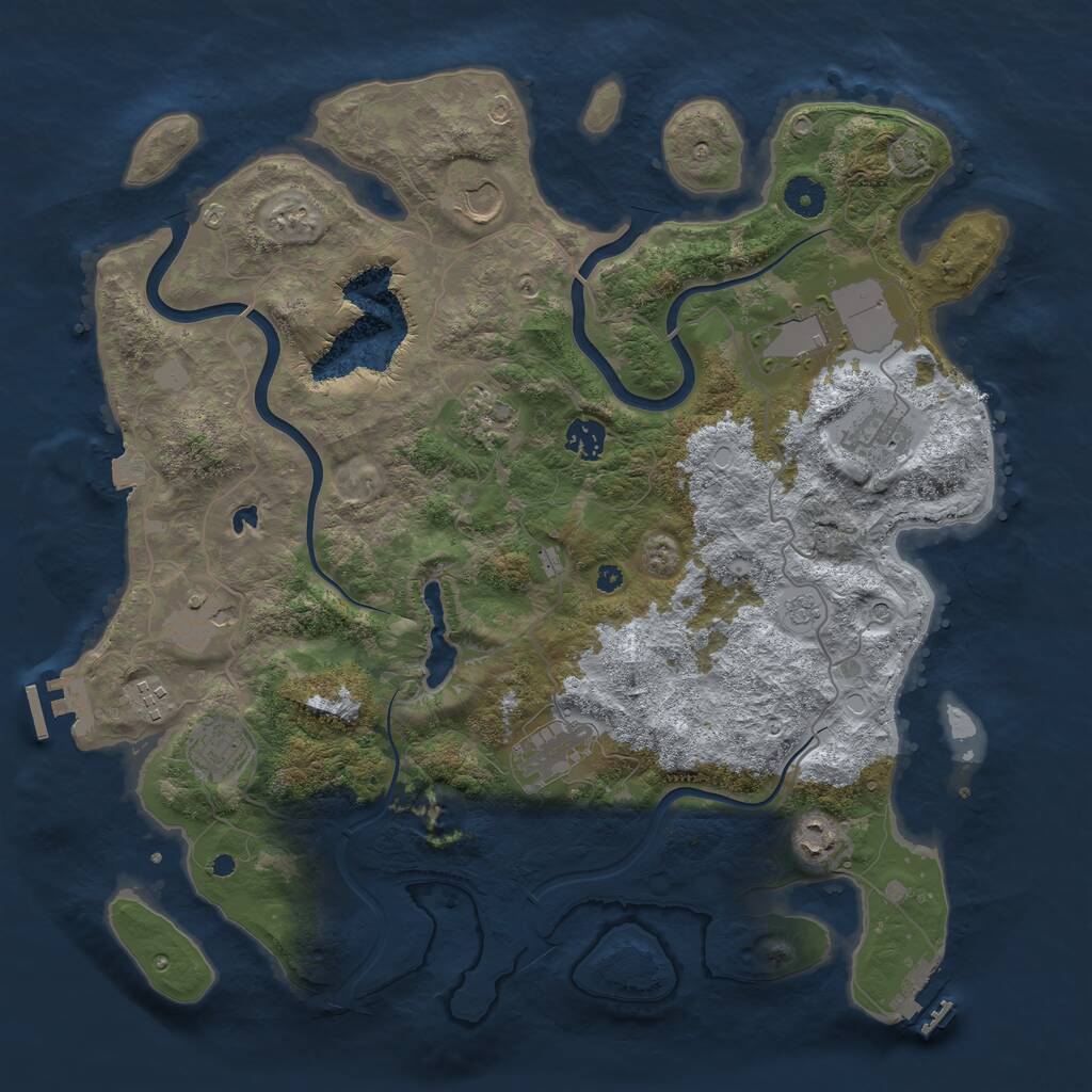 Rust Map: Procedural Map, Size: 4000, Seed: 122325, 16 Monuments