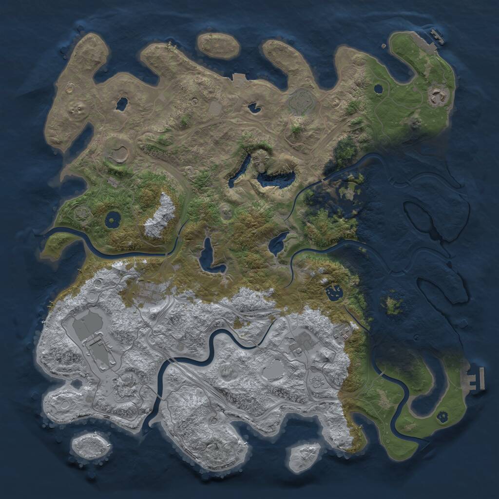 Rust Map: Procedural Map, Size: 4500, Seed: 1353273667, 16 Monuments