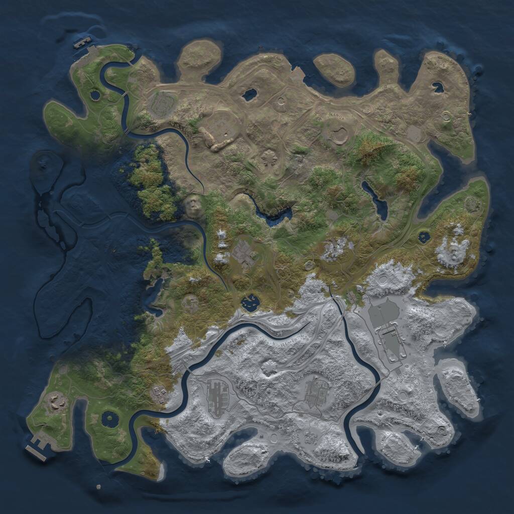Rust Map: Procedural Map, Size: 4500, Seed: 258142493, 17 Monuments