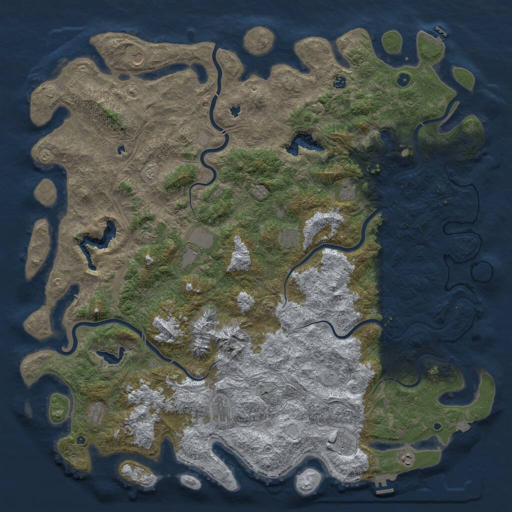 Rust Map: Procedural Map, Size: 6000, Seed: 1302026, 17 Monuments