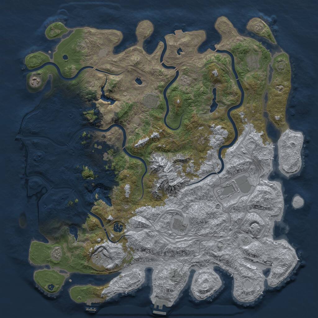 Rust Map: Procedural Map, Size: 5000, Seed: 658394822, 16 Monuments