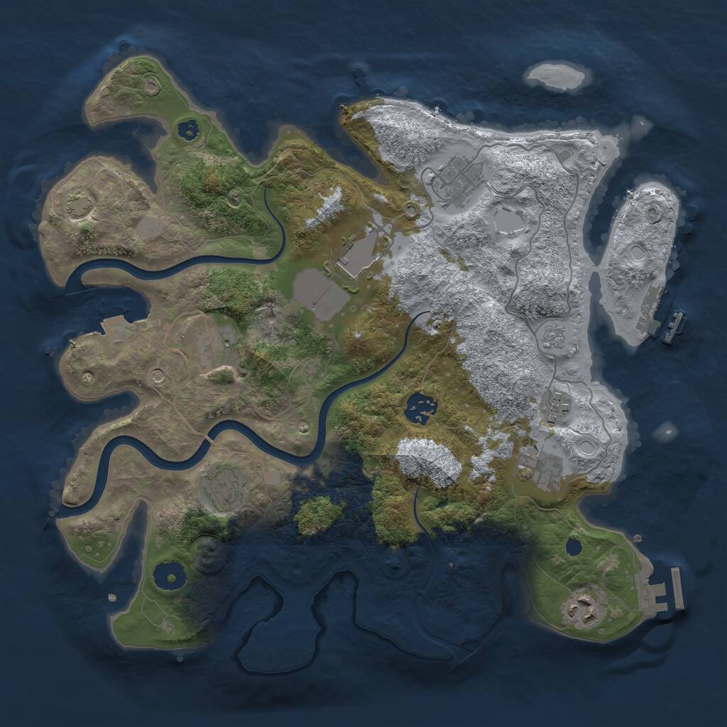 Rust Map: Procedural Map, Size: 3500, Seed: 2080037968, 14 Monuments