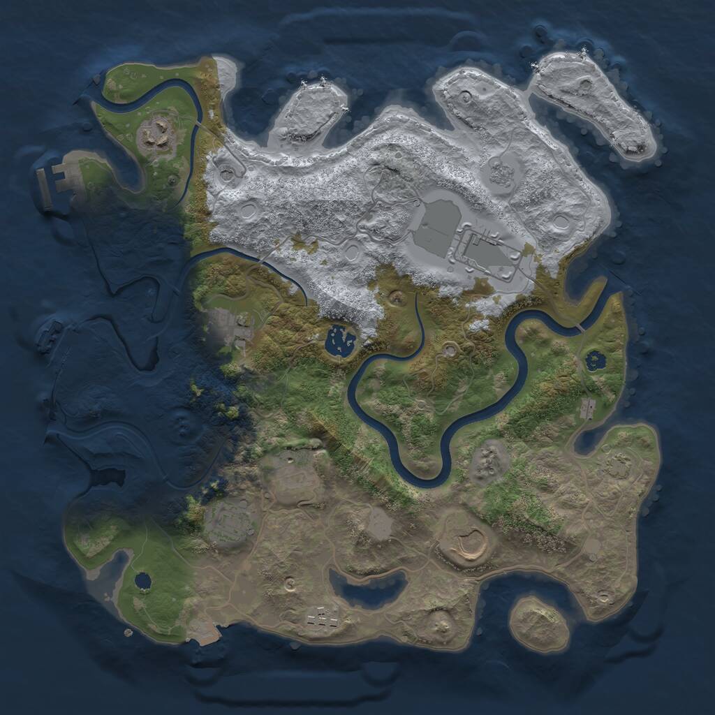 Rust Map: Procedural Map, Size: 3500, Seed: 34618, 14 Monuments