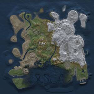 Thumbnail Rust Map: Procedural Map, Size: 3299, Seed: 734365578, 12 Monuments