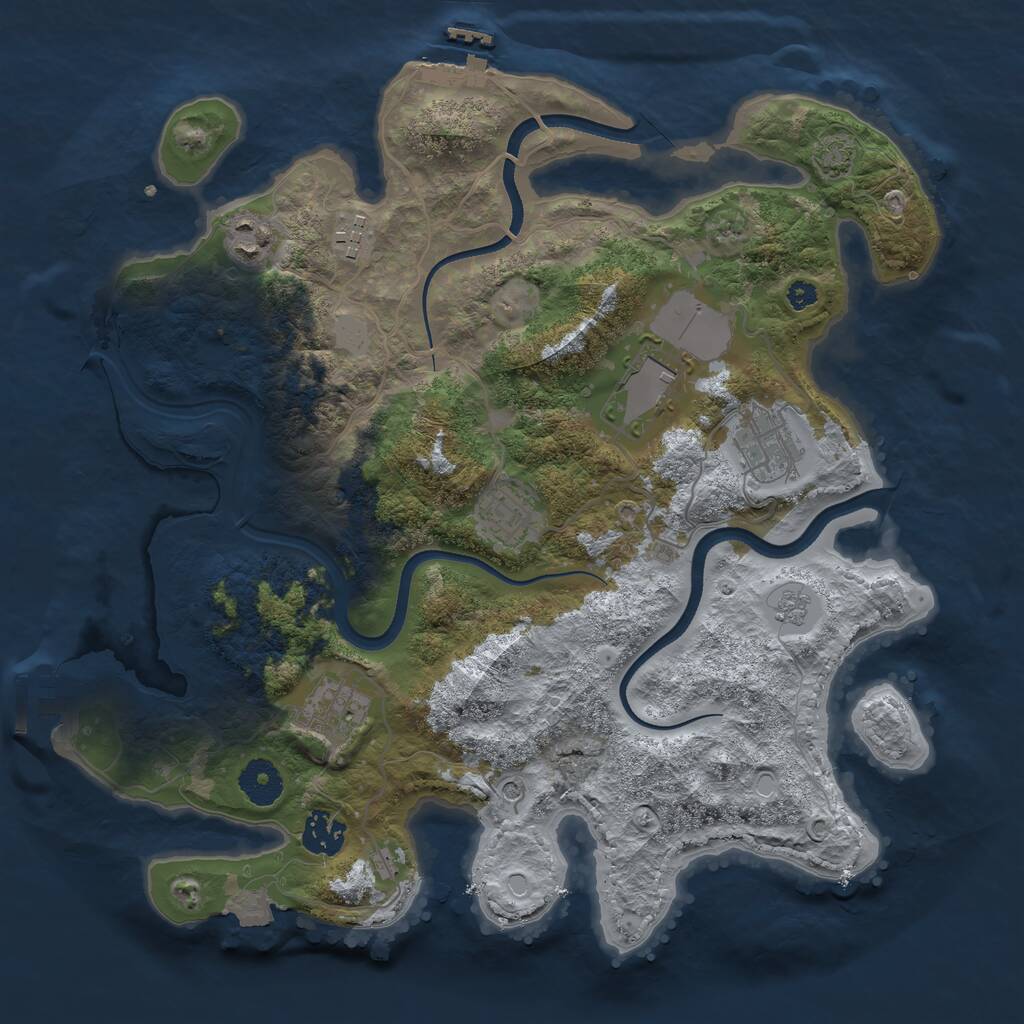 Rust Map: Procedural Map, Size: 3500, Seed: 1316688627, 13 Monuments