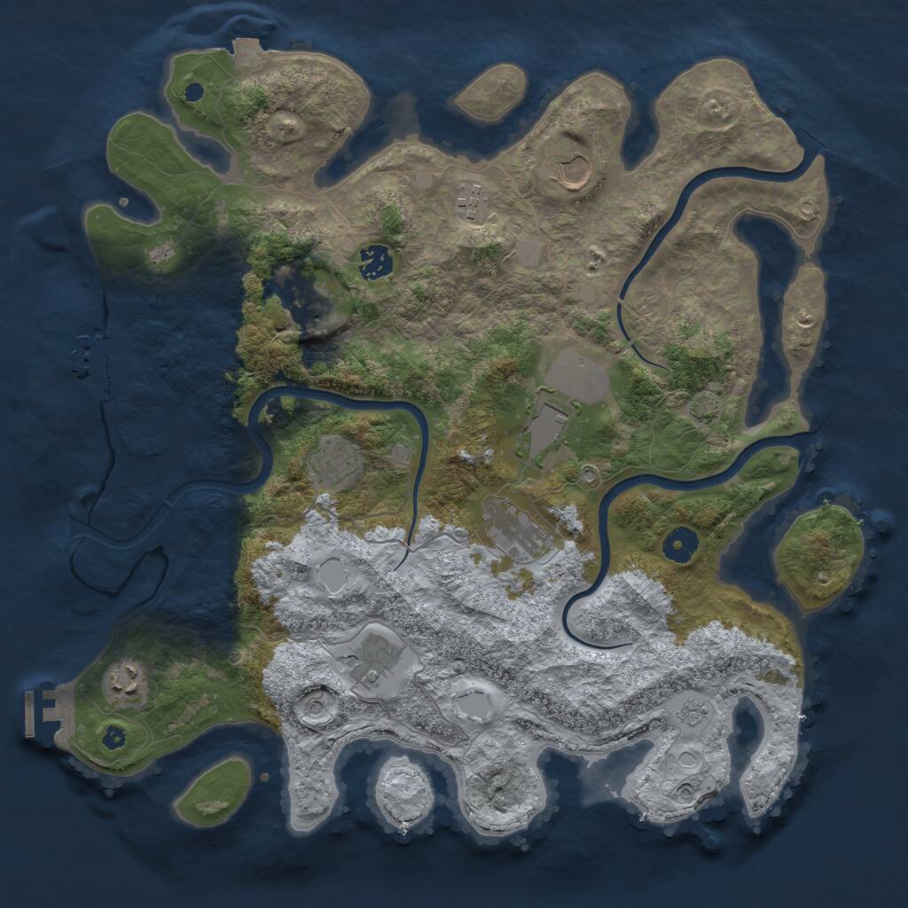 Rust Map: Procedural Map, Size: 3920, Seed: 70051, 15 Monuments
