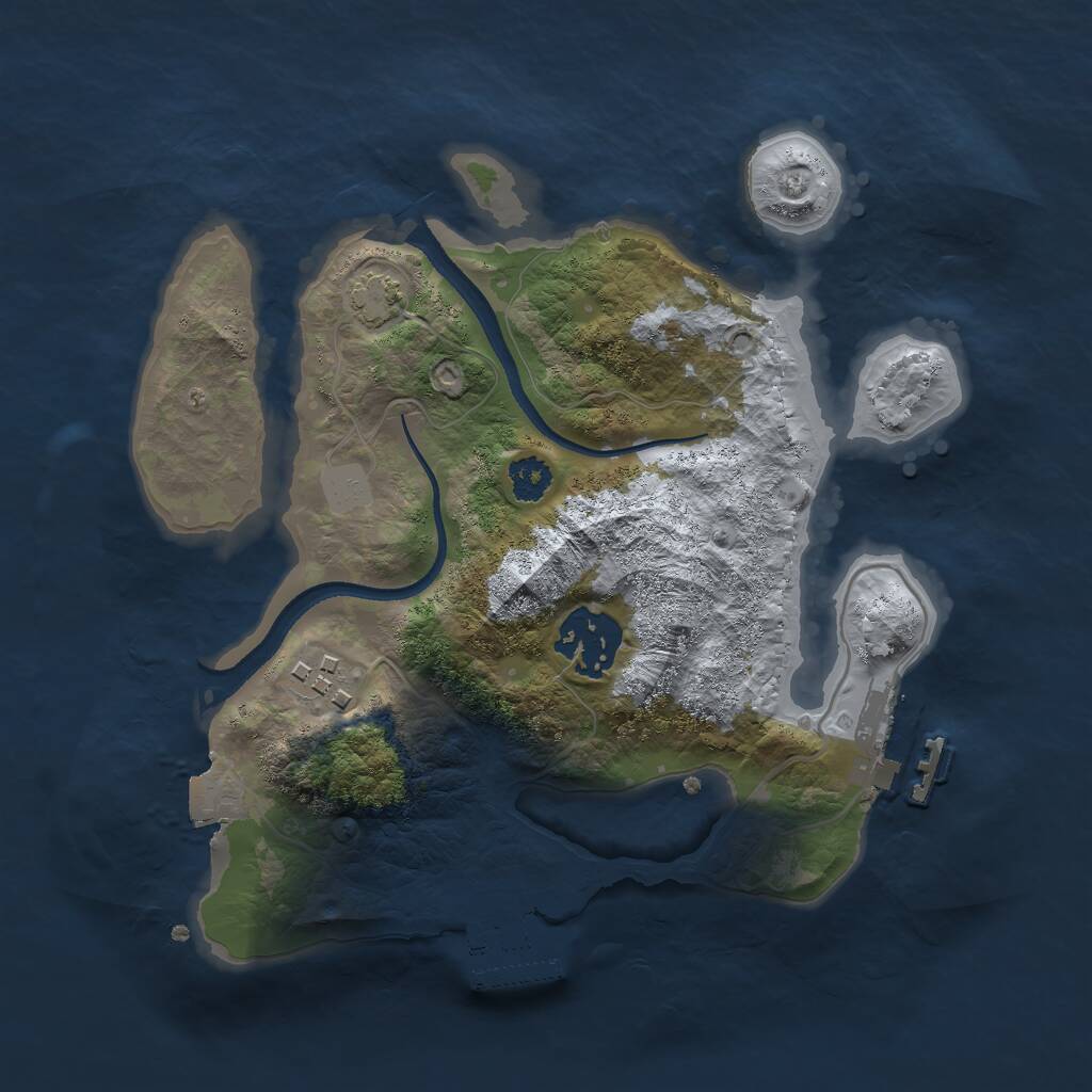Rust Map: Procedural Map, Size: 2500, Seed: 23658, 6 Monuments