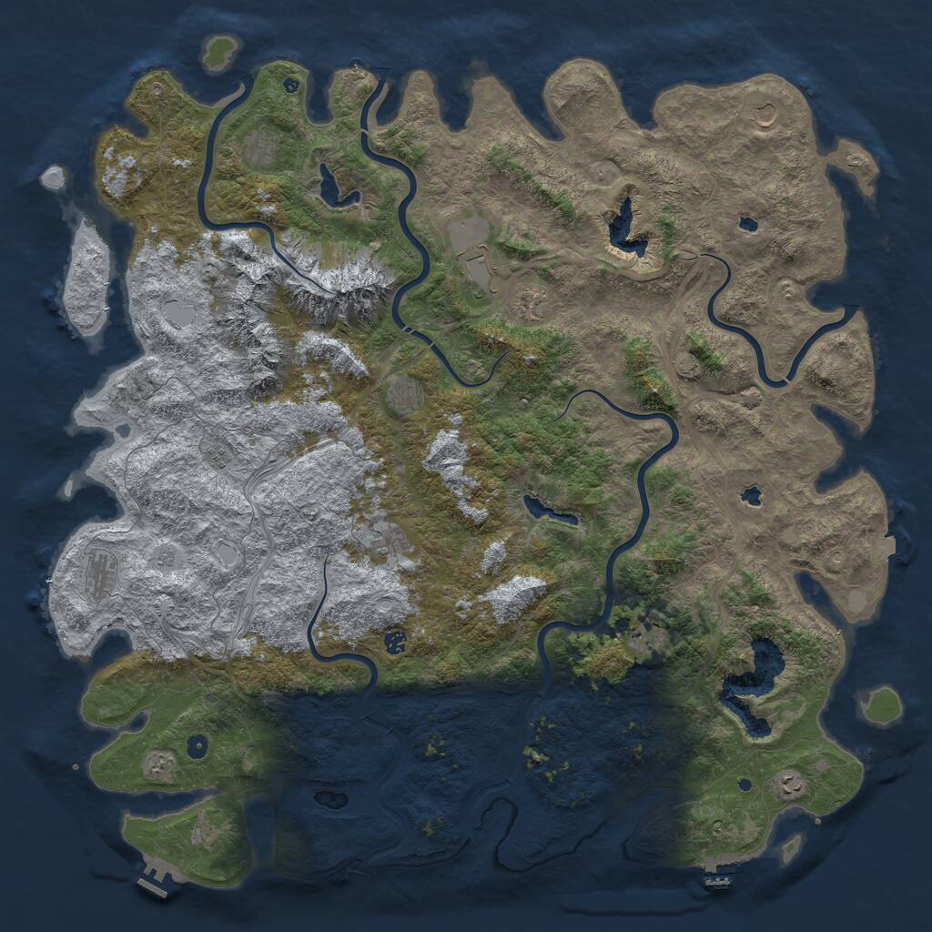 Rust Map: Procedural Map, Size: 6000, Seed: 456534, 17 Monuments