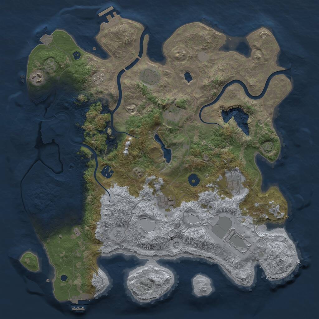 Rust Map: Procedural Map, Size: 4000, Seed: 1044159224, 14 Monuments
