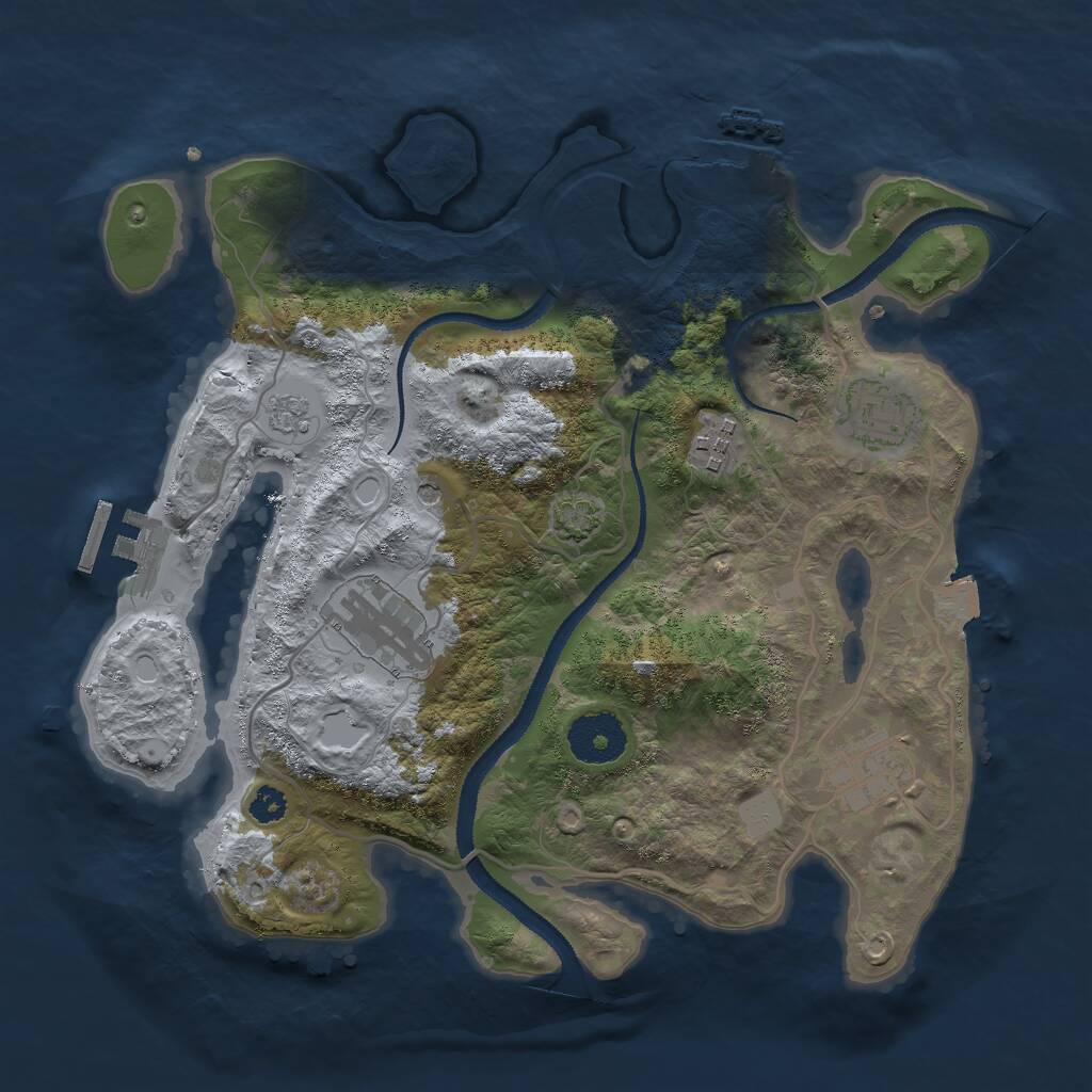 Rust Map: Procedural Map, Size: 3000, Seed: 8283, 10 Monuments