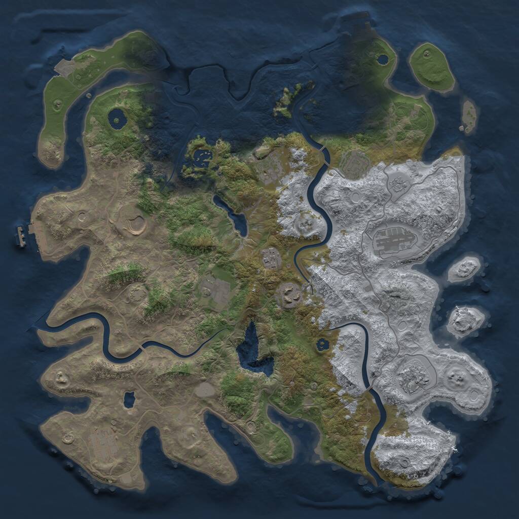 Rust Map: Procedural Map, Size: 4000, Seed: 4021, 16 Monuments