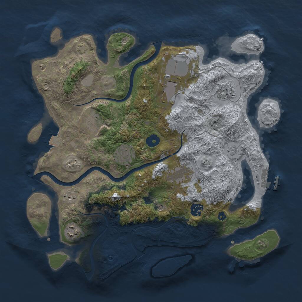 Rust Map: Procedural Map, Size: 3500, Seed: 1079505596, 13 Monuments