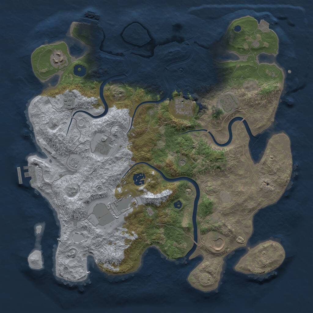 Rust Map: Procedural Map, Size: 3750, Seed: 1194759937, 14 Monuments