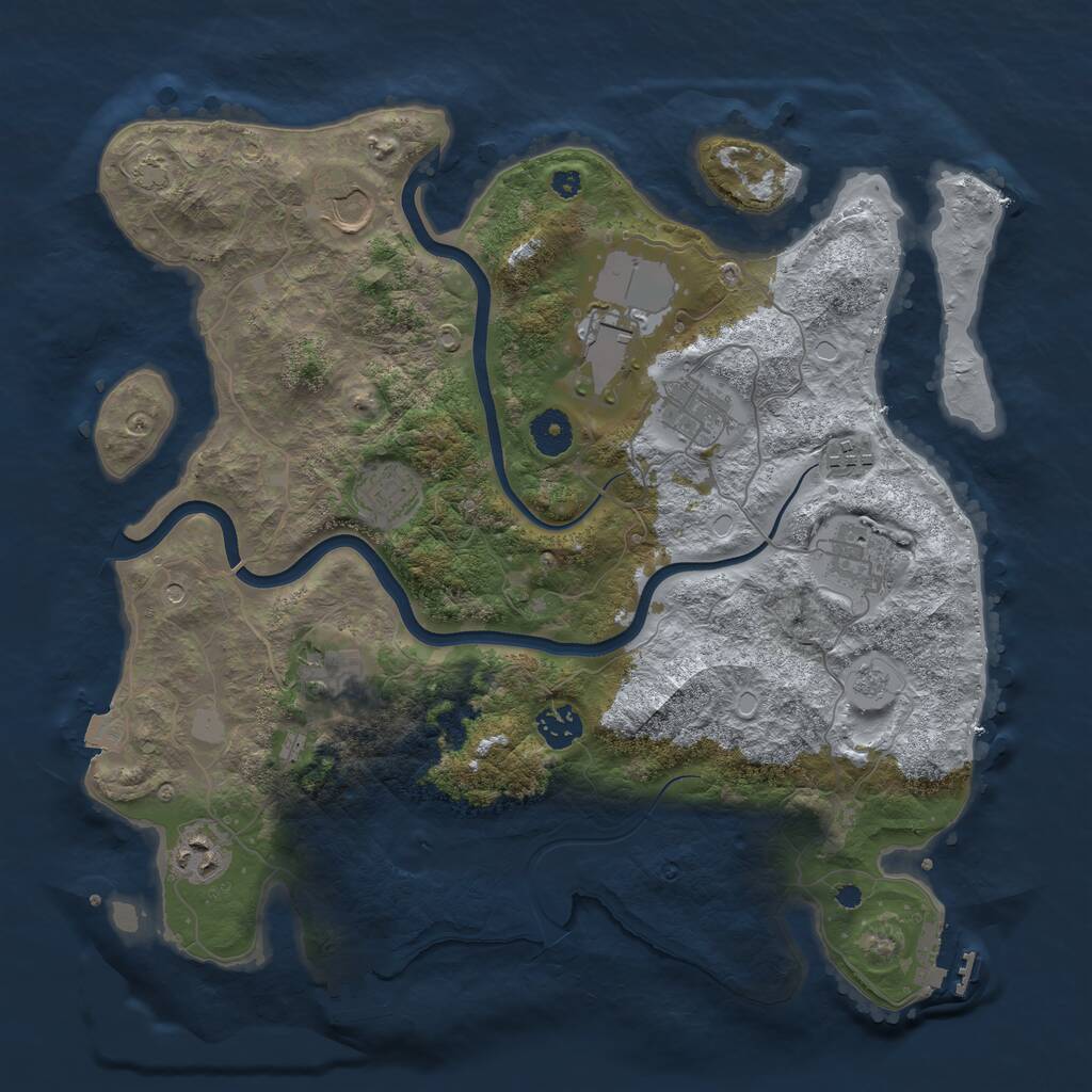 Rust Map: Procedural Map, Size: 3750, Seed: 25122025, 15 Monuments