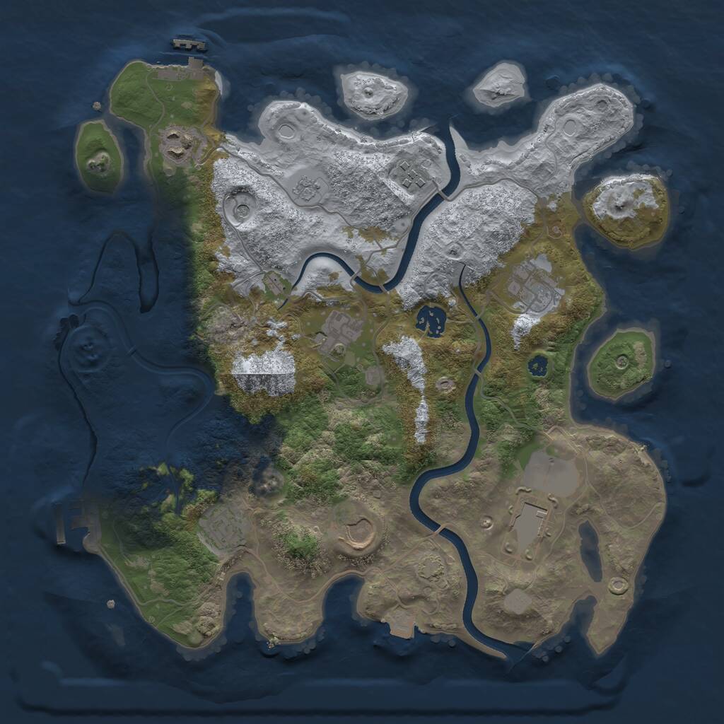 Rust Map: Procedural Map, Size: 3500, Seed: 60875457, 14 Monuments
