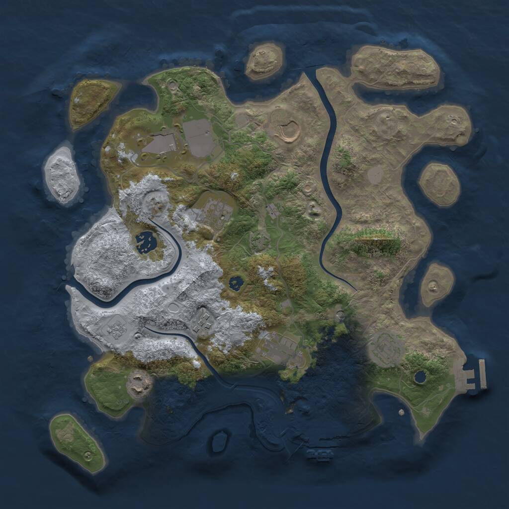 Rust Map: Procedural Map, Size: 3500, Seed: 1119678892, 14 Monuments