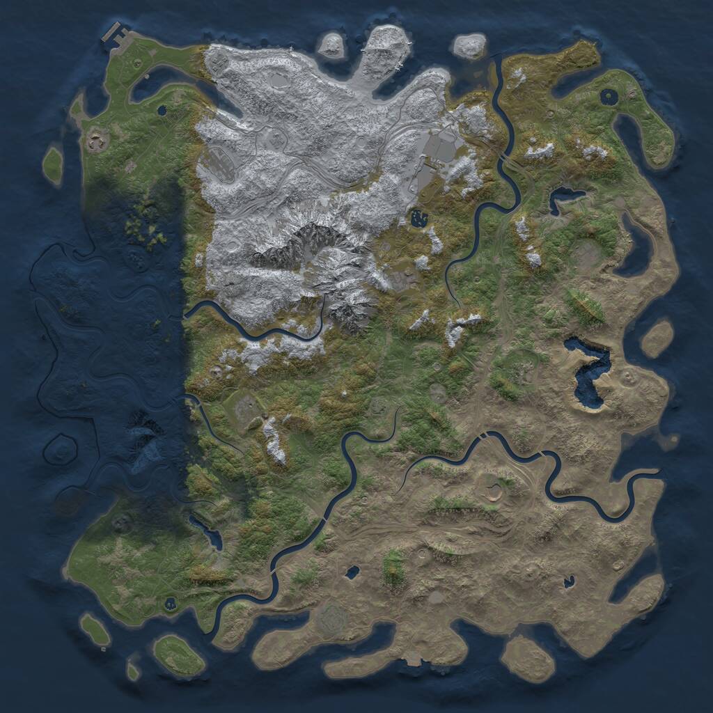 Rust Map: Procedural Map, Size: 6000, Seed: 28007, 16 Monuments