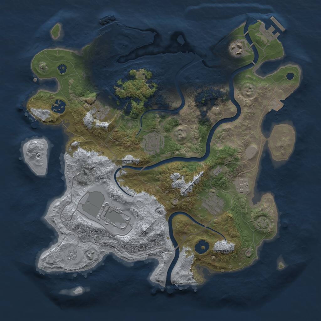 Rust Map: Procedural Map, Size: 3500, Seed: 1957040299, 13 Monuments