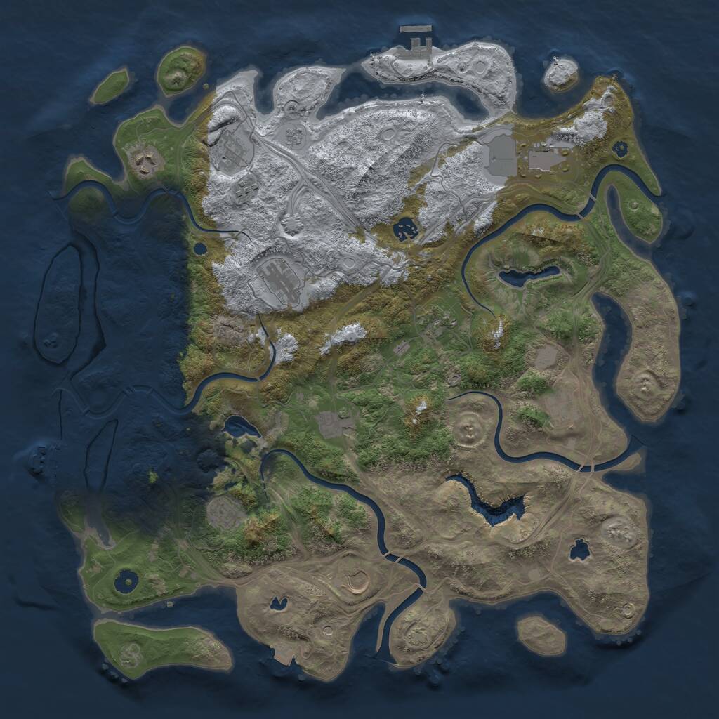 Rust Map: Procedural Map, Size: 4600, Seed: 1830760804, 17 Monuments