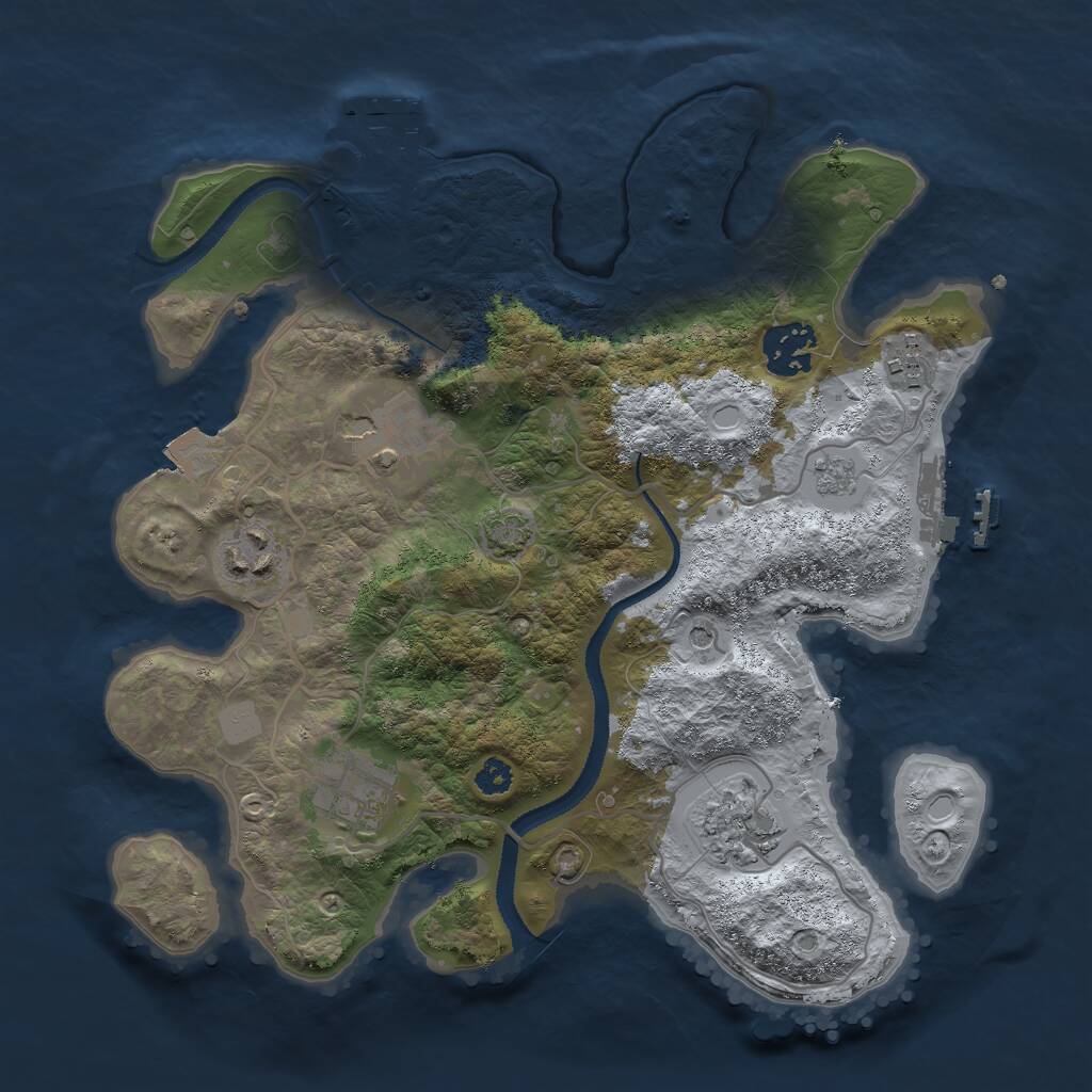Rust Map: Procedural Map, Size: 3000, Seed: 205259908, 12 Monuments