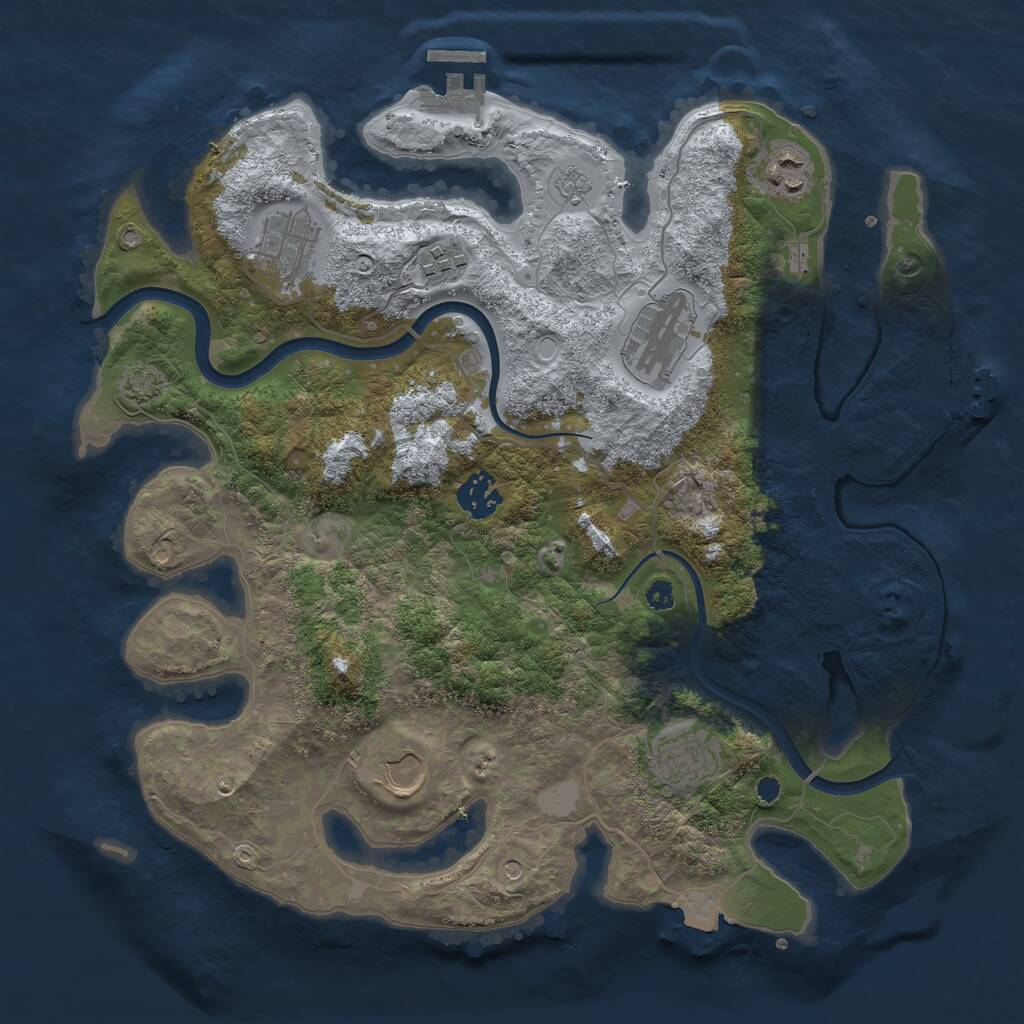 Rust Map: Procedural Map, Size: 3500, Seed: 1749848314, 13 Monuments
