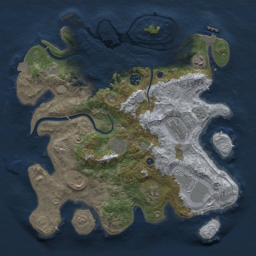 Rust Map: Procedural Map, Size: 3500, Seed: 1579619160, 14 Monuments