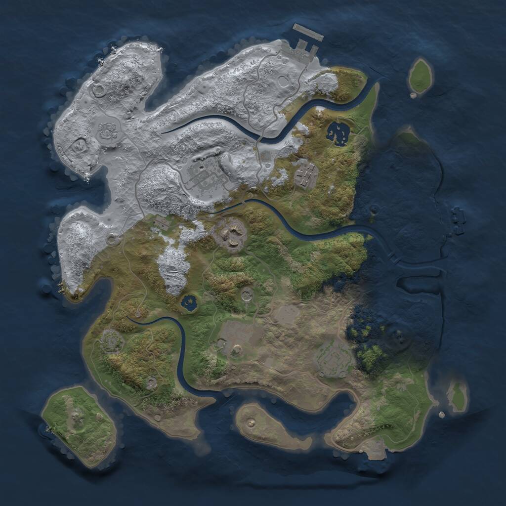 Rust Map: Procedural Map, Size: 3200, Seed: 316611767, 12 Monuments