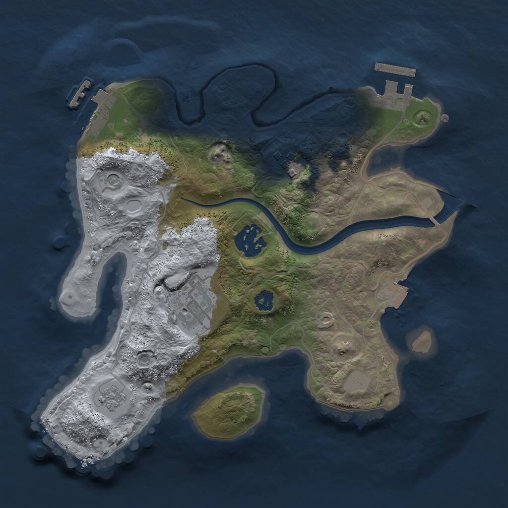 Rust Map: Procedural Map, Size: 2500, Seed: 113707476, 8 Monuments