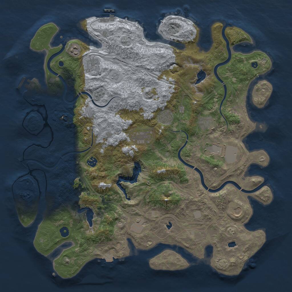 Rust Map: Procedural Map, Size: 4500, Seed: 752939145, 16 Monuments