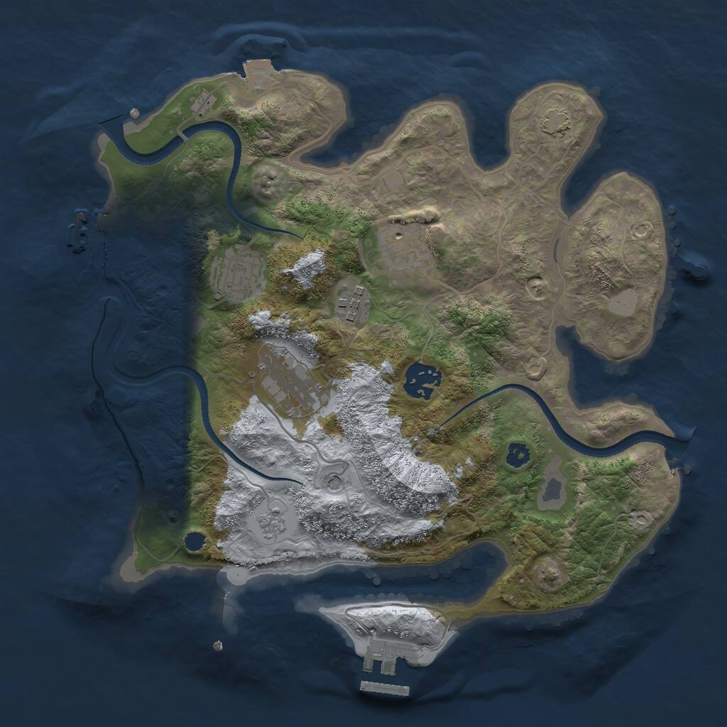 Rust Map: Procedural Map, Size: 3000, Seed: 1238722074, 11 Monuments
