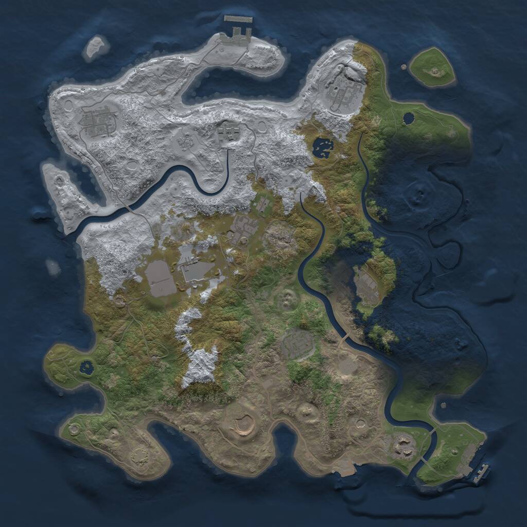 Rust Map: Procedural Map, Size: 3750, Seed: 52, 16 Monuments
