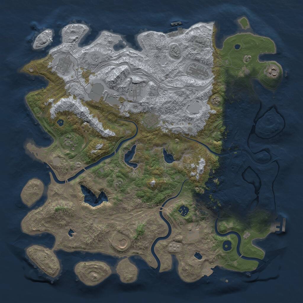 Rust Map: Procedural Map, Size: 4500, Seed: 74955178, 17 Monuments