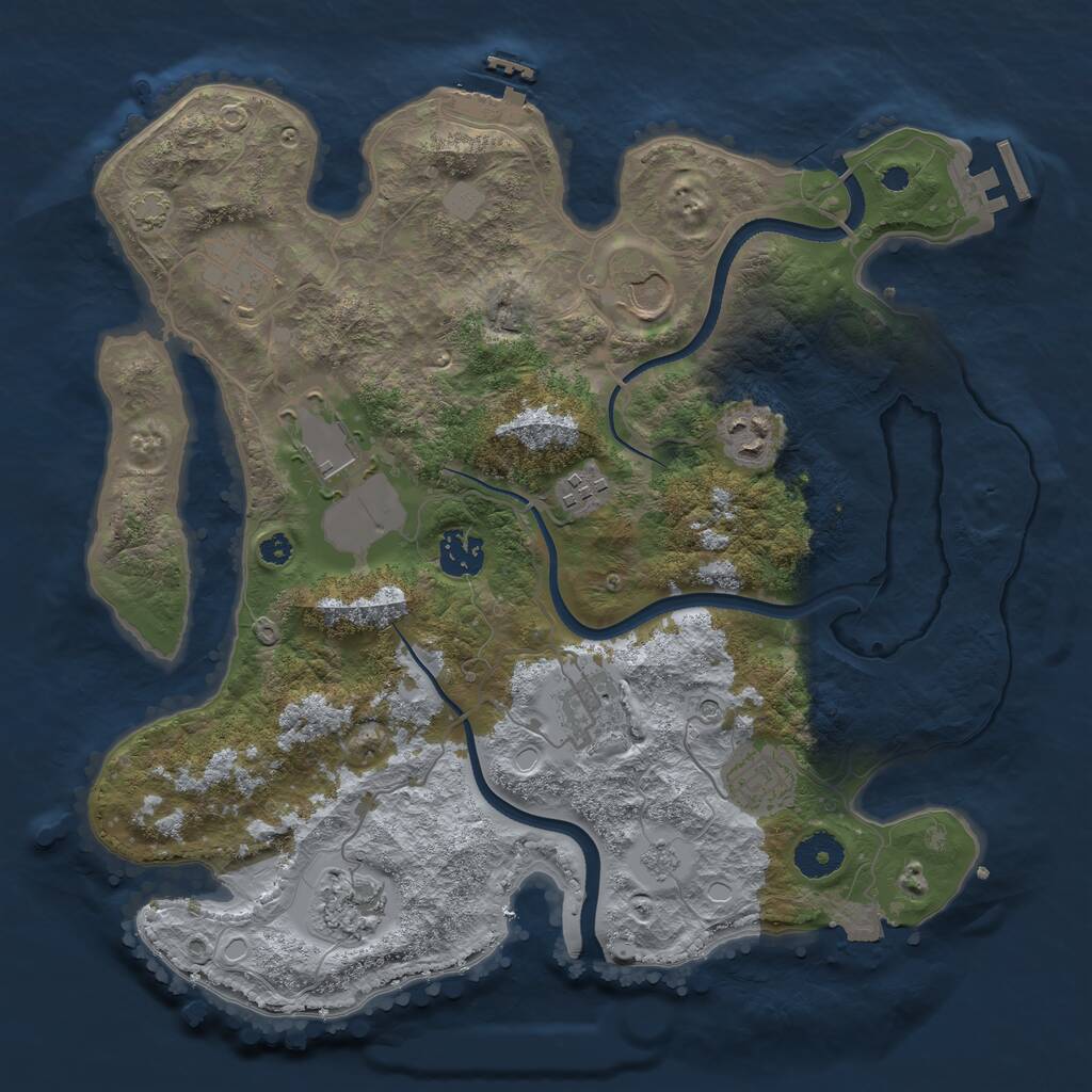 Rust Map: Procedural Map, Size: 3500, Seed: 1191282642, 15 Monuments