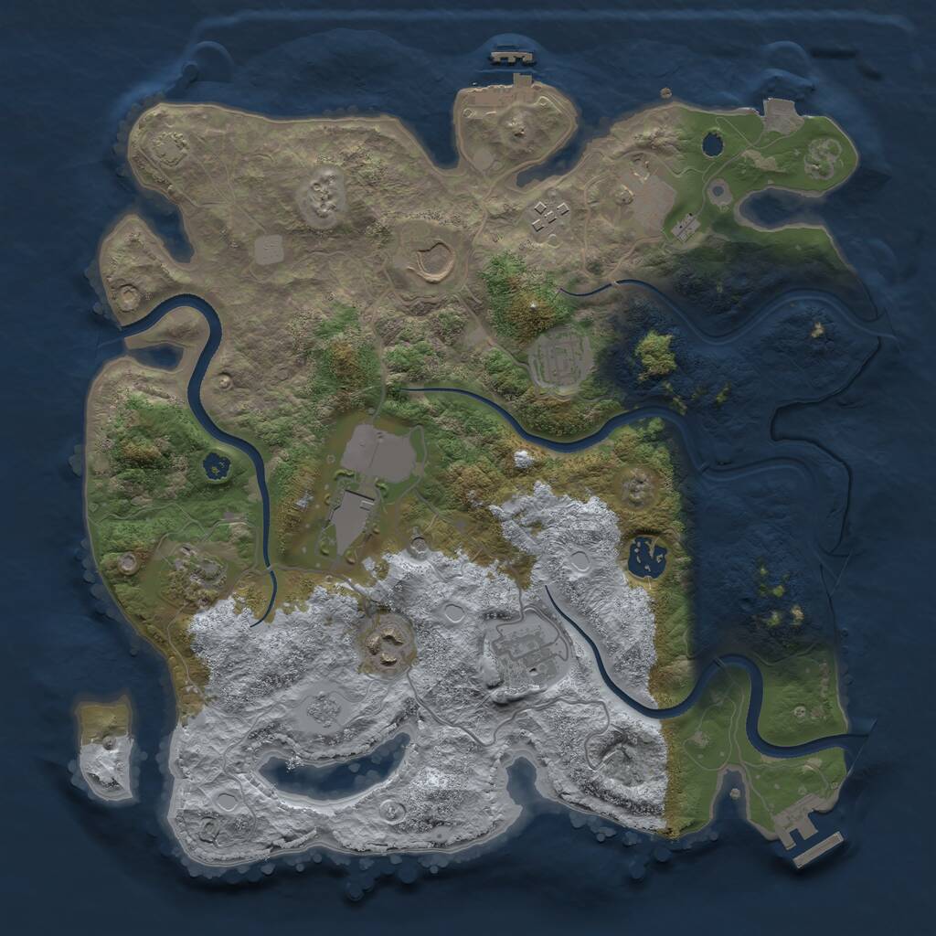 Rust Map: Procedural Map, Size: 3500, Seed: 1704415278, 15 Monuments