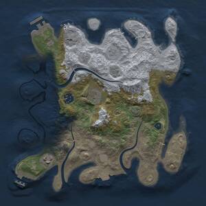 Thumbnail Rust Map: Procedural Map, Size: 3000, Seed: 1493612157, 10 Monuments