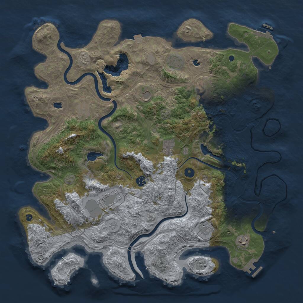 Rust Map: Procedural Map, Size: 4500, Seed: 419949350, 16 Monuments