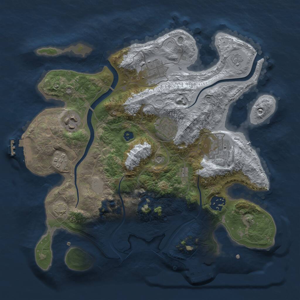 Rust Map: Procedural Map, Size: 3000, Seed: 58762393, 12 Monuments