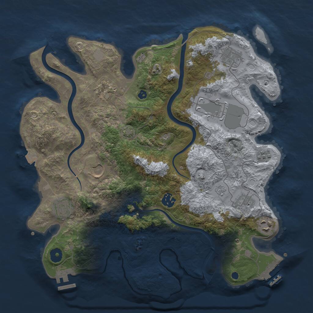 Rust Map: Procedural Map, Size: 3500, Seed: 671896014, 15 Monuments