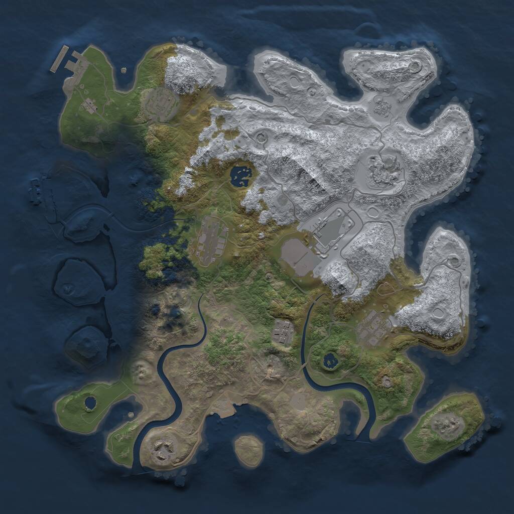 Rust Map: Procedural Map, Size: 3500, Seed: 826431419, 14 Monuments