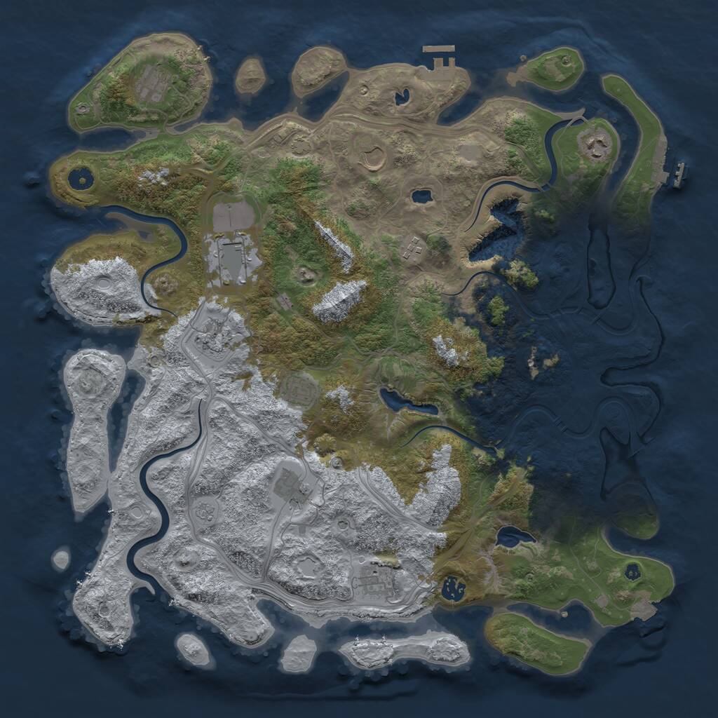 Rust Map: Procedural Map, Size: 4500, Seed: 2061069413, 16 Monuments