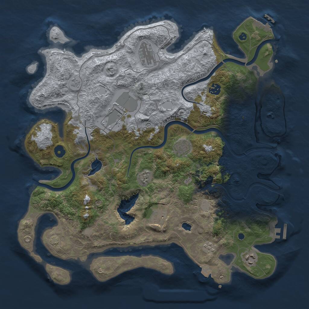 Rust Map: Procedural Map, Size: 4000, Seed: 1446124443, 13 Monuments