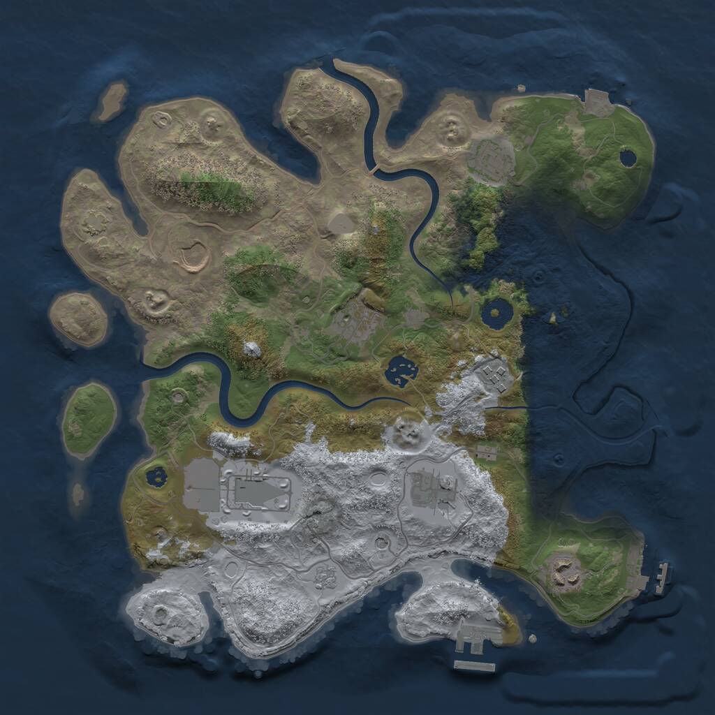 Rust Map: Procedural Map, Size: 3500, Seed: 115137082, 14 Monuments
