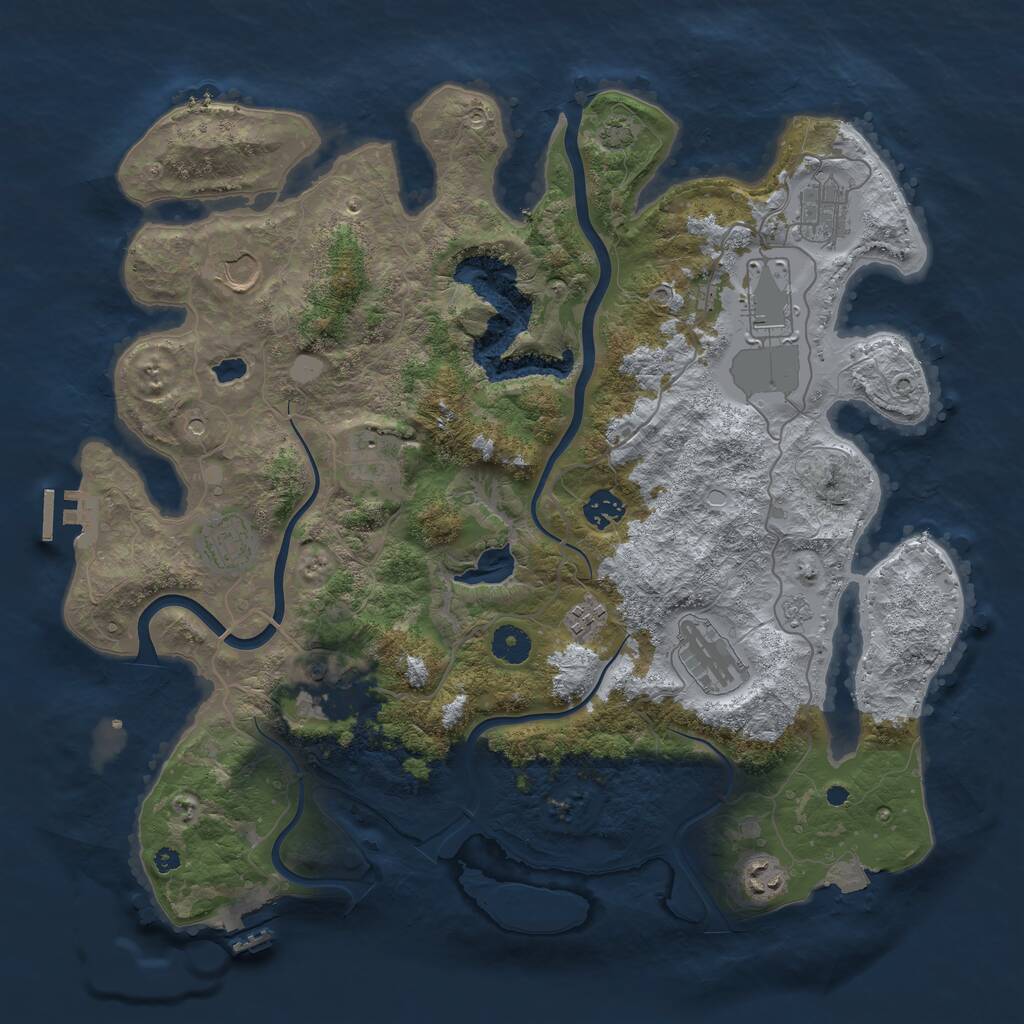 Rust Map: Procedural Map, Size: 4000, Seed: 45683, 16 Monuments