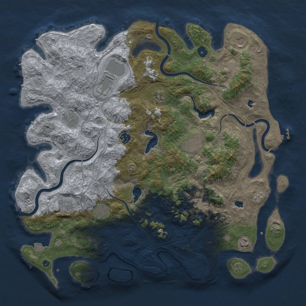 Rust Map: Procedural Map, Size: 4500, Seed: 564164, 16 Monuments