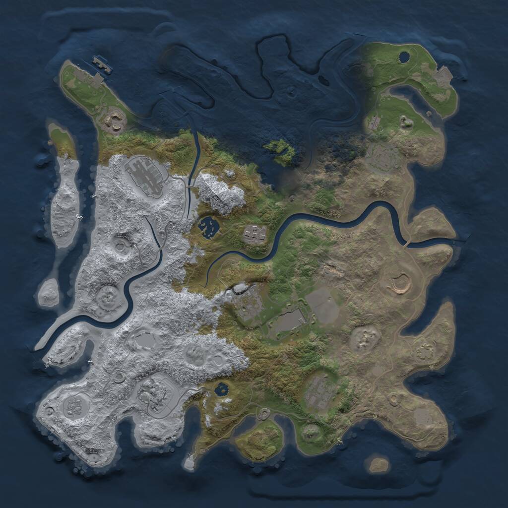 Rust Map: Procedural Map, Size: 3750, Seed: 422529, 16 Monuments